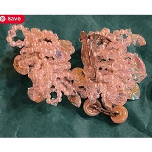 Vintage AB Crystal clip on Earrings